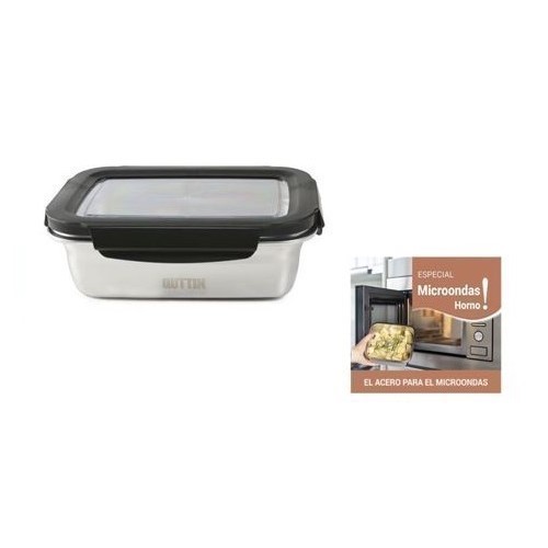 TUPPER QUTTIN ACERO INOX/NEGRO 1L APTO MICROONDAS
